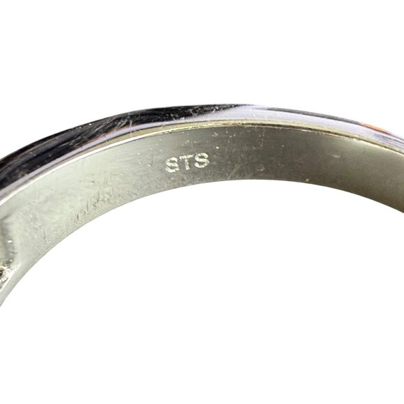 Sterling Silver Topaz Oval Blue Topaz& Filigree Design Size 10 - Picture 4 of 7